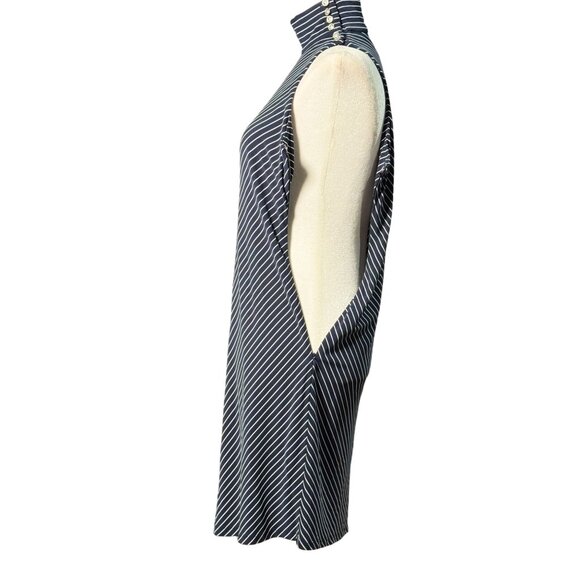 Lauren Ralph Lauren Mock Neck Blue White Striped Dress Sleeveless Women Size 2P - Picture 8 of 12